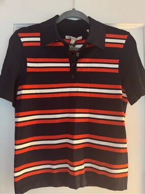 Barbour Navy, Red & White Striped Polo